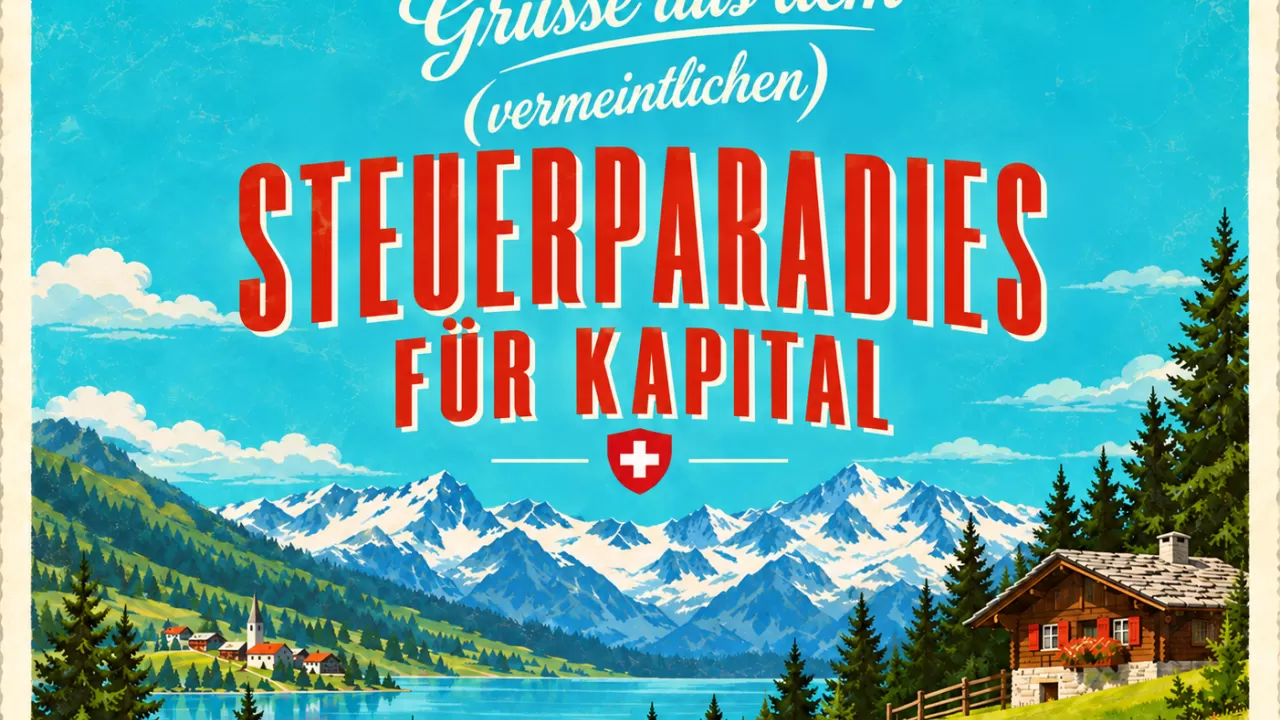 Avenir Suisse Postkarte: Grüsse aus dem vermeintlichen Steuerparadies für Kapital